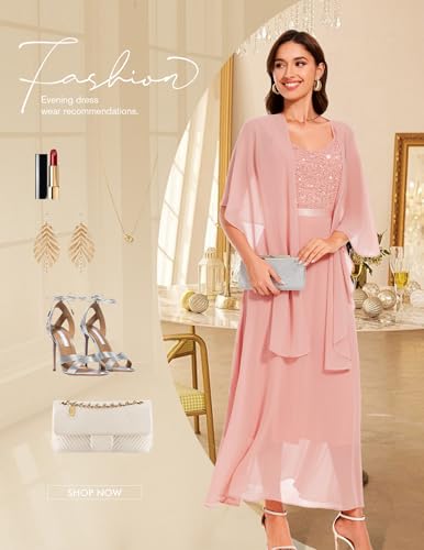 BeryLove Formal Wedding Guest Sequin Mother of The Bride Dress Evening Dresses4