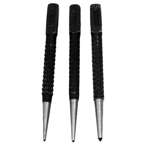 3pcs Centre Punch Set,Nail Punch,Center Punch, Nail Punch Set,Positioning Punch Set Drilling Holes for Breaker Puncher, 1/16, 5/64'', 1/9(1.5mm-3.0mm)