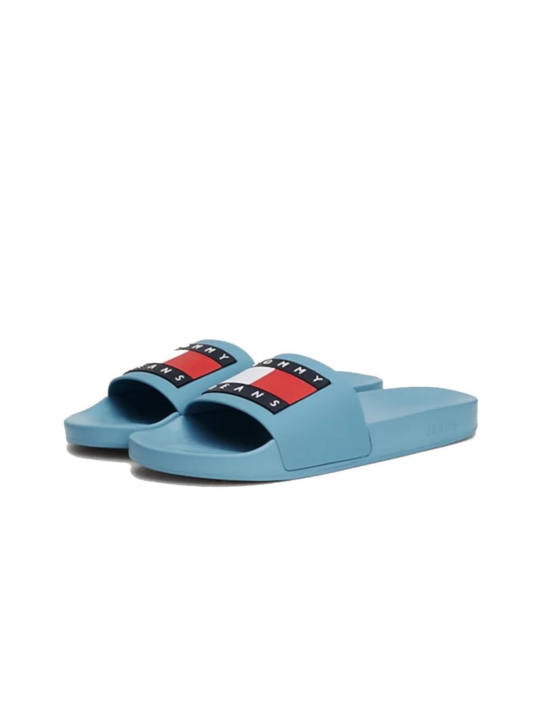 Tommy Jeans Men Pool Slide Sandals, Blue (Skyscrape Blue), 10.5 UK