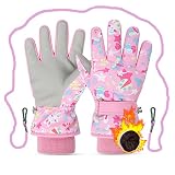 Caudblor Ski Gloves for Kids, Waterproof Winter Gloves for Boys Girls, Insulated Youth Winter Gloves