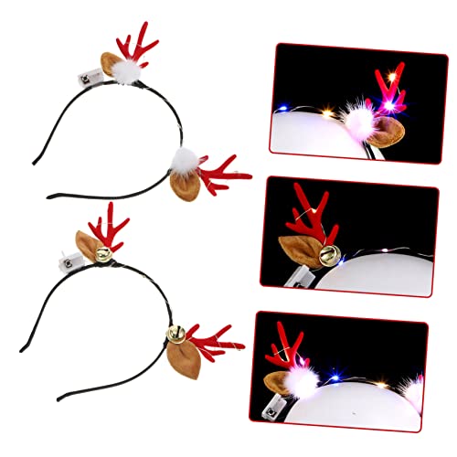 minkissy 2 Pçs Tiara De Natal Tiara De Animal De Natal Tiara De Cabelo De Alce Piscando Chifres De N