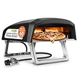 NutriChef Portable Outdoor Gas Pizza Oven - Foldable Feet, Adjustable Heat Control, Includes Burner, Stone & Hose, Cooks 12" Pizza in 60 Seconds