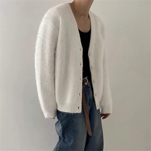 Men's Knitted Button Cardigan Sweatercoat Long Sleeve V Neck Vintage Korean Clothing3