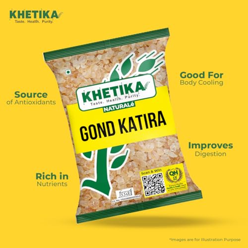 Image of Khetika Naturale Pure Gond Katira (Edible Gum) - 200gm | Tragacanth Gum | Super Food | Cooling Properties (Pack of 2)