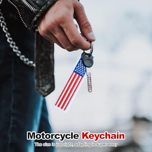 Image of Premium Motorcycle Keychain - Durable Embroidered Flag Key Tag for Riders of Cars, ATV, Dirt Bikes & More