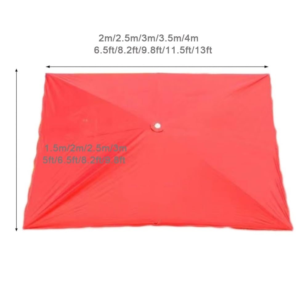 Telo di Ricambio per ombrellone Rettangolare 10x6,5 Piedi, 6 Stecche, Telo di Ricambio per ombrellone da Mercato, Protezione UV (Rosso, 250x200 cm/8'x6,5')