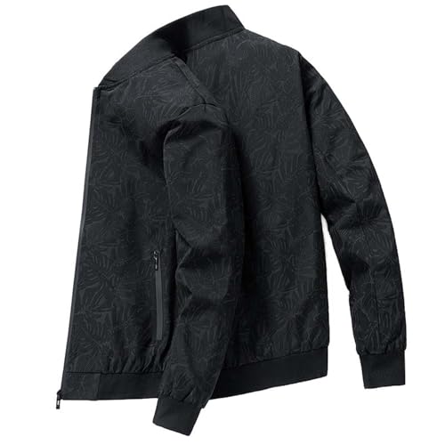 Tobysper Chaqueta bomber para hombre, chaqueta de entretiempo, chaqueta universitaria, chaqueta deportiva, chaqueta ligera para moto, Negro , L