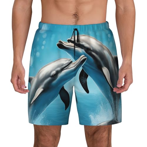 Traje de baño para hombre de secado rápido transpirable y ligero ropa de playa Dolphins in Love