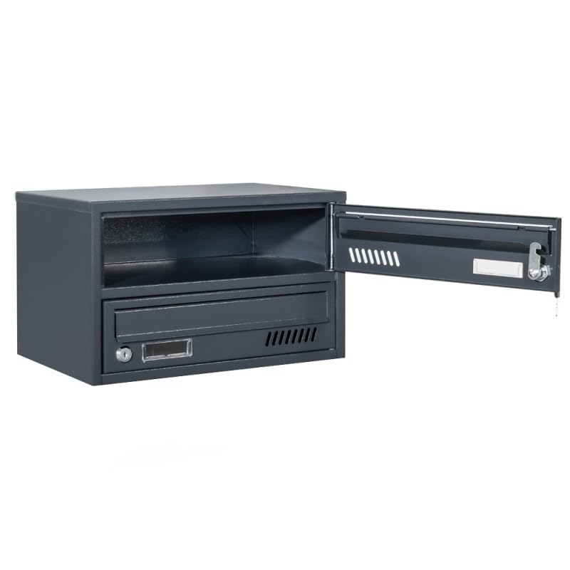 Boîte aux Lettres 2 Compartiments Euro GLM2 Anthracite RAL 7016 2 clés Boîte aux Lettres Murale Double Duo 2 Places