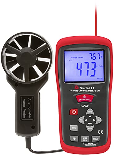 Image of Triplett AM320 Thermo-Anemometer with Built-In IR Thermometer, Air Velocity, and Air Flow