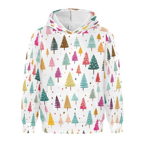 Kids Hoodies Sweaters Christmas Xmas Trees Hooded Sweatshirts with Big Pockets for Boys Girls B0400286