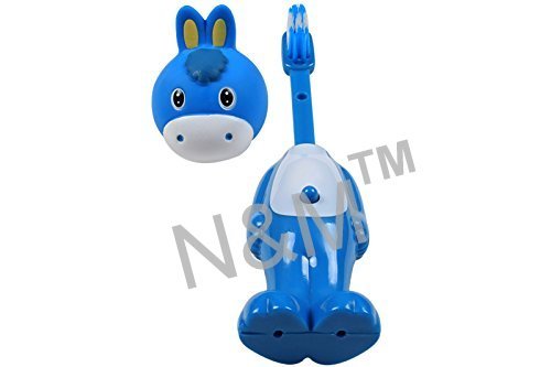 N&M Baby Bounce Up Funny Animal Headed Kids Push Button Manual Tooth Brush Cum Toy (Age-3+ Years) (Blue) (B072HV5Y67) Amazon Price History, Amazon Price Tracker