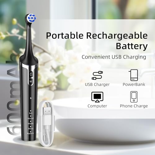 Image of Tooth Polisher,Tooth Clean and whitening kit, 7 Multi -Function Brush Heads 5 Speed Modes, LED Lights, IPX6 Waterproof Rechargeable Teeth Cleaner Tools for Home Use