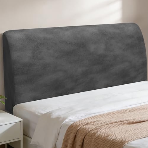 Yidaxing Kopfteil Bezug Dehnbarer BettKopfteil Bezug Geeignet für Kopfteil Bett 180 Schützt vor Verschleiß und Flecken Für Schlafzimmer Dekoration Dunkelgrau SilberfuchsFlausch