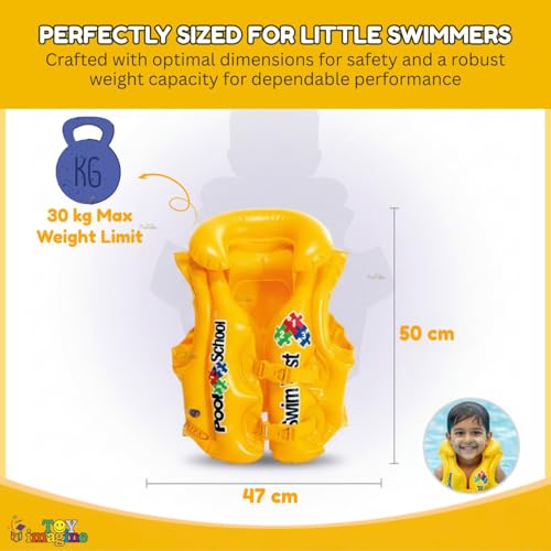 Image of Toy Imagine Deluxe Swim Vest - Pool School Safety Aid for Toddlers & Kids (3-6 yrs) (50cm x 47cm)