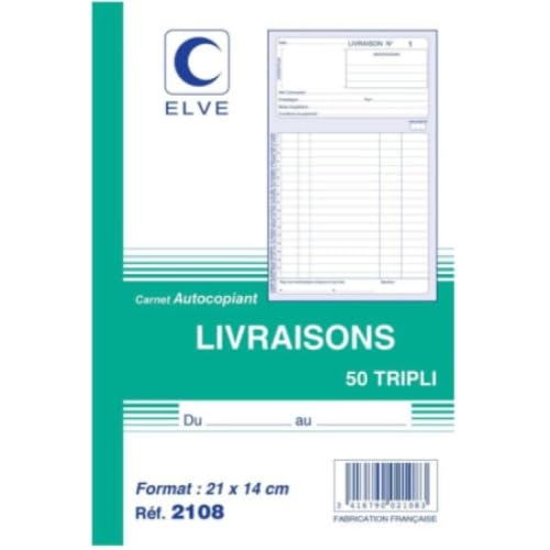 Lot de 10 Carnet Livraisons - A5 - 50 tripli
