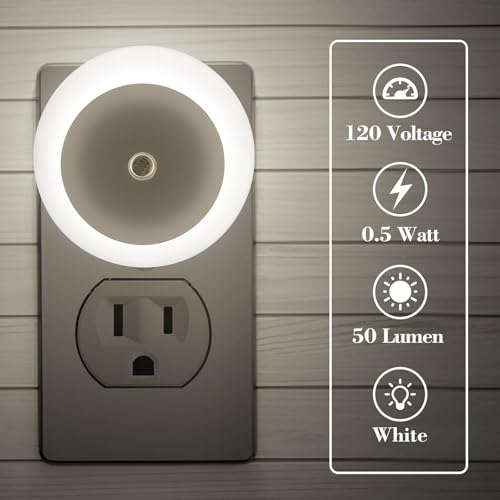 Image of KINUR 6 Pack Night Light, LED Night Lights Plug into wall with Dusk to Dawn sensors, Plug in Night Lights for Kids Room, Bedroom, Bathroom, Baby Nursery,Stair Lights, Hallway Light, Daylight