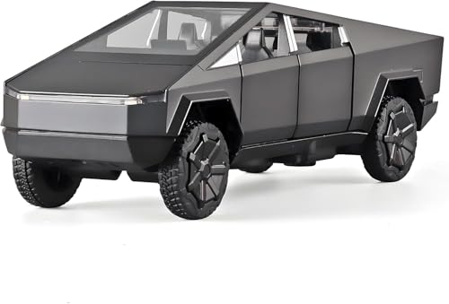 Image of PLUSPOINT Diecast Cybertruck Model Car 1 /36 Toys With Lights Die Cast Cyber Cars Pull Back Metal Model Toy Trucks And Pickup Truck Toys For Kids And Cyber Truck Enthusiasts, Black