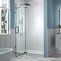 Comfystyle 44-48" W x 70" H Piovt Swing Glass Shower Door, Frameless Shower Door with 5/16"(8mm) Clear SGCC Tempered Glass,Matte Black stainless-steel Hardware Shower Doors, Reversible Installation