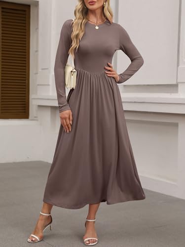 ANRABESS Women's Long Sleeve Elegant Modest Drop Waist Maxi Dress 2025 Fall Casual Flowy Pleated Long Dresses with Pockets3