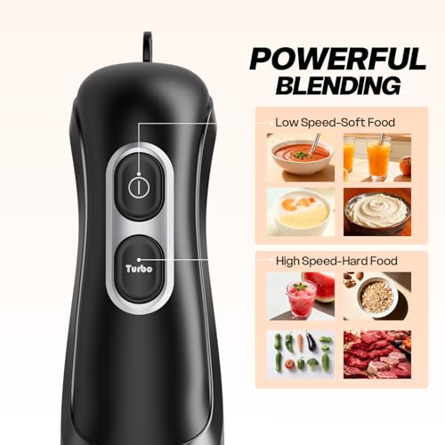 Immersion Blender Handheld, Corded Electric Blenders Portable Stick Mixer with 2 Mixing Speed and Stainless Steel Blades Emulsifier for Effortless Blending Soup, Smoothies, Puree or Baby Food image 3