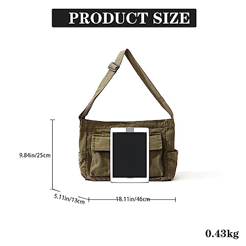 Bolsa carteiro de lona nova feminina e masculina de grande capacidade transversal vários bolsos bols