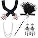 Produktbild Fashband 1920er Jahre Accessoires Flapper Stirnband Halskette Handschuhe Zigarettenspitze Ohrringe Flapper Kostüm Accessoires Great Gatsby Accessoires Set für Frauen und Mädchen