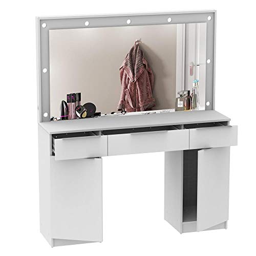 Penteadeira Camarim com Espelho 3GV 2PT Branco