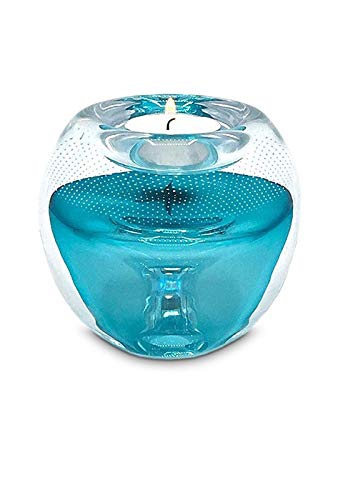 Mini-urne en verre avec bougie Tiffany Bleu pour un recueillement intime