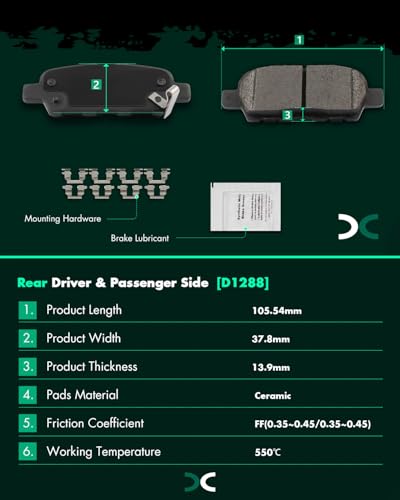Image of SCITOO D815 D1288 8PCS Front and Rear Ceramic Brake Pad Sets | Fit 2007-2009 For Nissan For For Altima 2.5L,2007-2009 For For Altima 3.5L,2007-2012 For For Sentra 2.5L