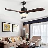 Wewnętrzny wentylator sufitowy LED (metalowy żyrandol do salonu z miękkim światłem (wyciszony retro pilot wentylator sufitowy łatwy w instalacji) Lampa wentylatora sufitowego