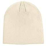 100% Cotton Beanie Hat for Men Women - Soft Unisex Winter Knit Skull Cap, Stretch Fit Fashion Fisherman Beanie, Beige
