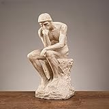 Thinker Sculpture Statue Home Living Room Wine Cooler Decorations Desktop Entryway Thought Art Crafts(Sandstone)