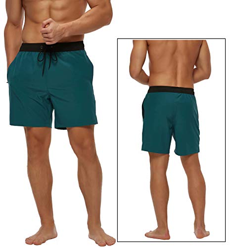 Image of Tyhengta Men's Swim Trunks Quick Dry Beach Shorts with Zipper Pockets and Mesh Lining