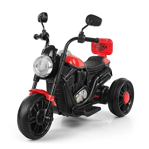 Image of BabyGo Electric Bike for Kids | 6V 4AH Battery, Dual Suspension with LED Lights & Comfy Backrest | 3 Wheel Bike | Battery Bike for Kids for 1-5 Years Kid | 4.5Hr-6Hr Ride | (Red)