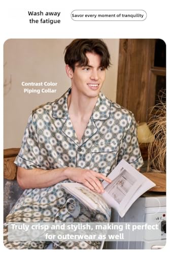 Ginell Nocturne Luxe Series Men's Short Sleeve Silk Pajama Set - 19 Momme 100% Mulberry Silk Casual Loungewear2