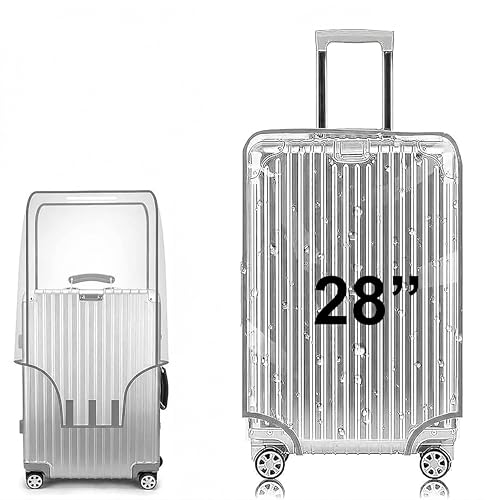 Image of 28 Inch Trolley Bag Cover /Suitcase Bag Cover /Waterproof Dustproof Luggage Cover for Wheeled Luggage /Zippered Clear PVC Suitcase Covers Protectors (Large, 28 inch, Set of 1)