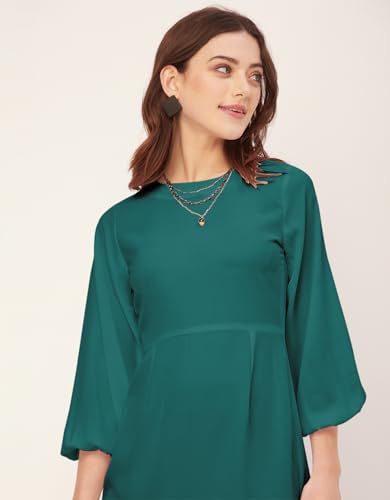 Boat Neck Bodycon Solid Georgette Dress - Women's Stylish Bodycon Dress3