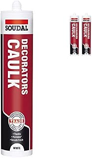 Pack of 2, Soudal Decorator Caulk Gap & Crack Filler Acrylic Silcone Adhesive Sealant