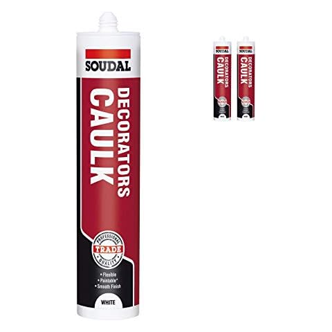 Pack of 2, Soudal Decorator Caulk Gap & Crack Filler Acrylic Silcone Adhesive Sealant Cover