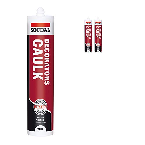Pack of 2 Soudal Decorator Caulk Gap & Crack Filler Acrylic Silcone Adhesive Sealant