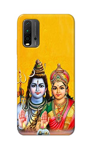 Image of PRINTFIDAA Lord Shiva Parvati Yellow Background Printed Designer Hard Back Case Cover for Xiaomi Redmi 9 Power -(TY) MVN1008