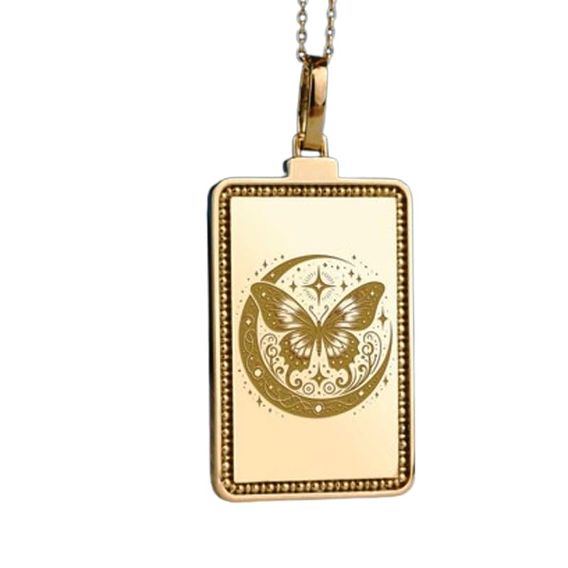 Collier pendentif papillon lune LKBEADS argent 925 doré, chaîne 45cm bijou fait main mixte