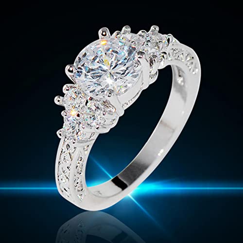 Luxury Diamond Silver Ring Bride Ring Engagement Wedding Ring Prong Setting Zircon Rings Jewelry For Your Princess 7 #TOP3