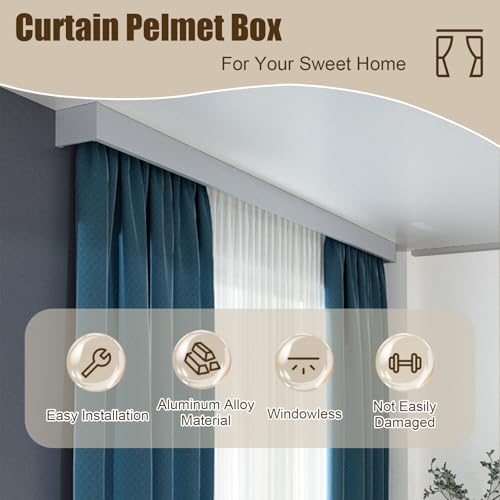 Cantonnière de Plafond Blanche en métal de 6 m pour caisson de rideau décoratif
