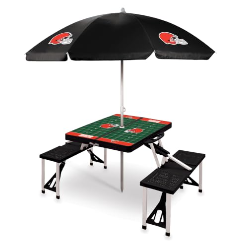 Image of PICNIC TIME NFL Picnic Table Portable Folding Table with Seats and Umbrella