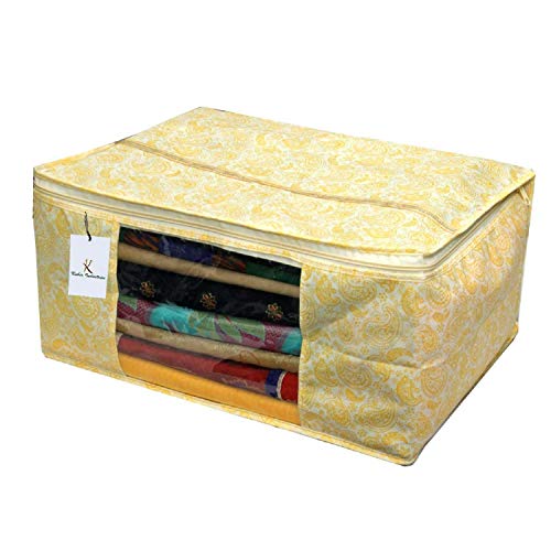 Image of Kuber Industries Metallic Kerry 4 Piece Non Woven Saree Cover, Large, Gold-CTKTC14073