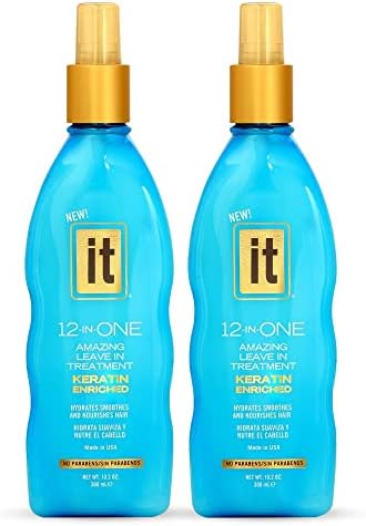 12-in-One Amazing Leave-In Hair Treatment – 2 Pack - Infused with Keratin and Borage Oil to Hydrate Smooth and Nourish Hair - Conditioner Spray Strengthens and Protects Dry & Damaged Hair - IT 12-in-One
