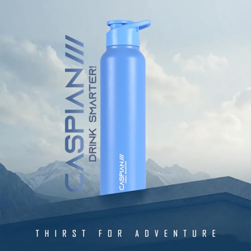 Image of CASPIAN / / / HIke ISI Certified Stainless Steel Water Bottle 1 ltr. (Capri Blue, 1 Litre) | Leak Proof Sipper for Fridge Home Office Travel School Kids Boys Girls Adults Sports Gym Yoga Gift|BPA Free