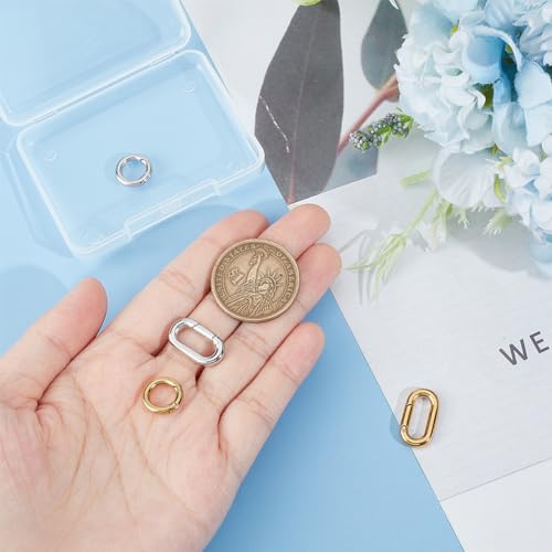 UNICRAFTALE 4Pcs 2 Styles 2 Colors 12~18.5mm Spring Gate Rings 304 Stainless Steel Snap Clasps Round Carabiner Clips Snap Hooks Metal Spring Keyring Buckle for Bag Purse Shoulder Strap Key Chains - Image 3